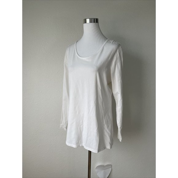 Downeast Essential Womens Top XXL Long Sleeve T-Shirt White  Athleisure Stretch - Picture 2 of 11